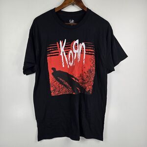 Korn Men's Size Large Black Red Short Sleeve T Shirt